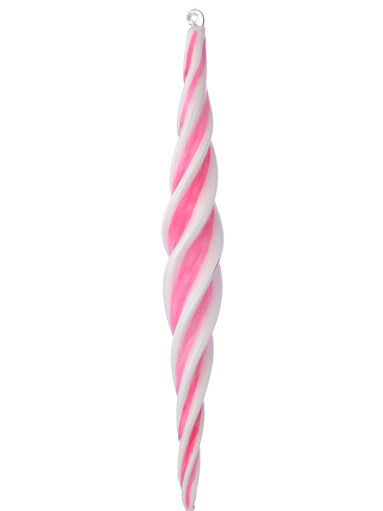 Regency 12" Large Pink And White Peppermint Swirl Glass Christmas Ornament MTX74663