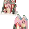 Regency 10" LED Battery Operated Pink Cardboard Village House Christmas Decoration MTX73877
