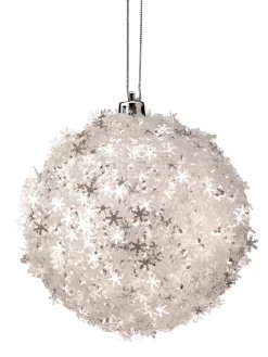Regency 4" Metallic White Snowflake Ball Christmas Ornament MTX72220