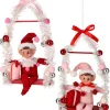 Regency 12" Pink Or Red Pixie Elf On Swing Christmas Ornament MTX74256