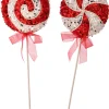 Regency 21.5" Set Of 2 Red, Silver, And White Lollipop Christmas Tree Pick MTX73546