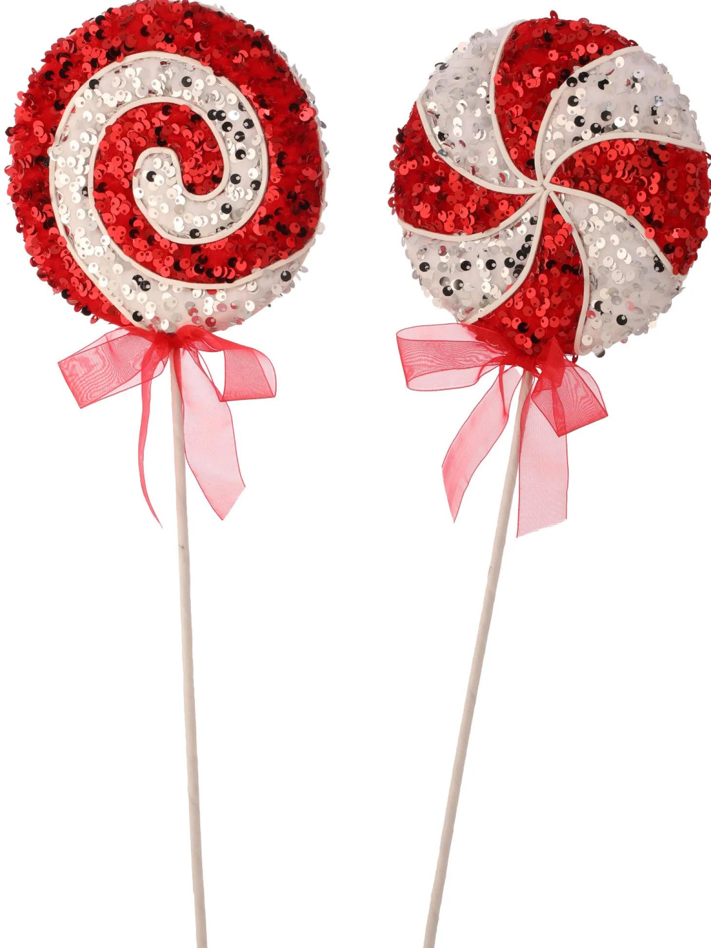 Regency 21.5" Set Of 2 Red, Silver, And White Lollipop Christmas Tree Pick MTX73546