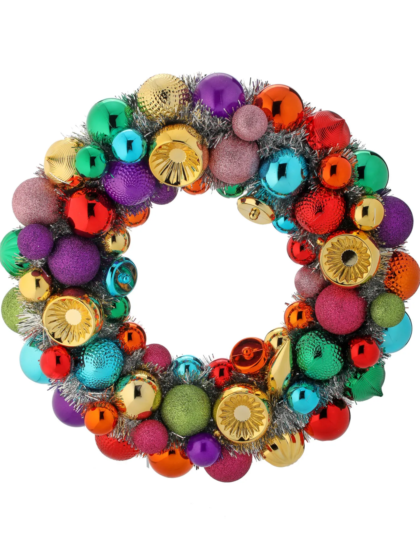 Regency 19.5" Tinsel Colorful Ball Ornament Christmas Wreath MTX73682
