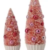 Regency Set Of 2 So Sweet Pink Bottle Brush Christmas Trees MTX74705