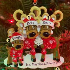 Reindeer Family Of 3 Personalized Christmas Ornament OR2256-3