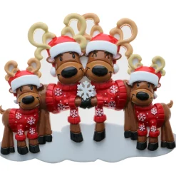 Reindeer Family Of 4 Personalized Christmas Ornament OR2256-4