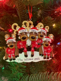 Reindeer Family Of 5 Personalized Christmas Ornament OR2256-5