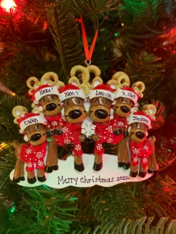 Reindeer Family Of 6 Personalized Christmas Ornament OR2256-6