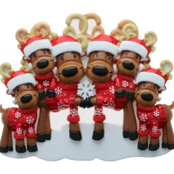 Reindeer Family Of 6 Personalized Christmas Ornament OR2256-6
