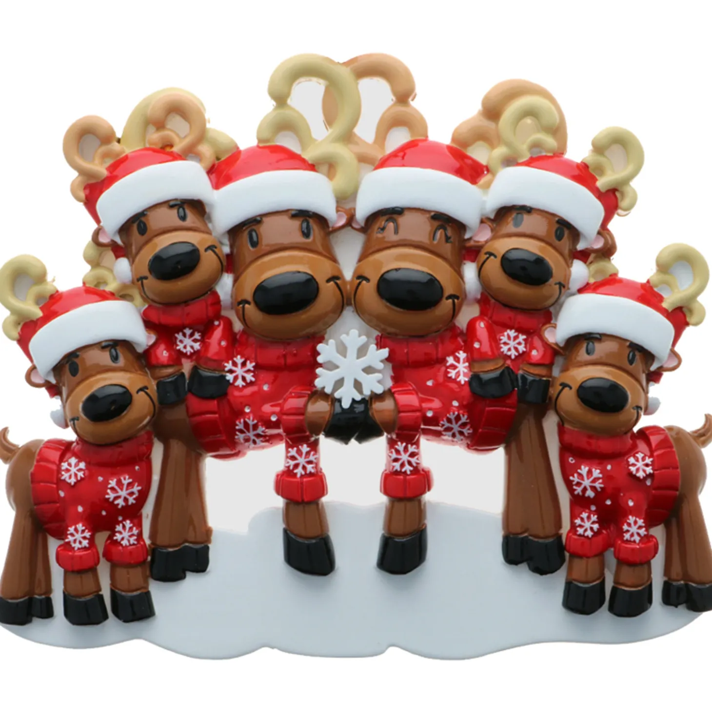 Reindeer Family Of 6 Personalized Christmas Ornament OR2256-6
