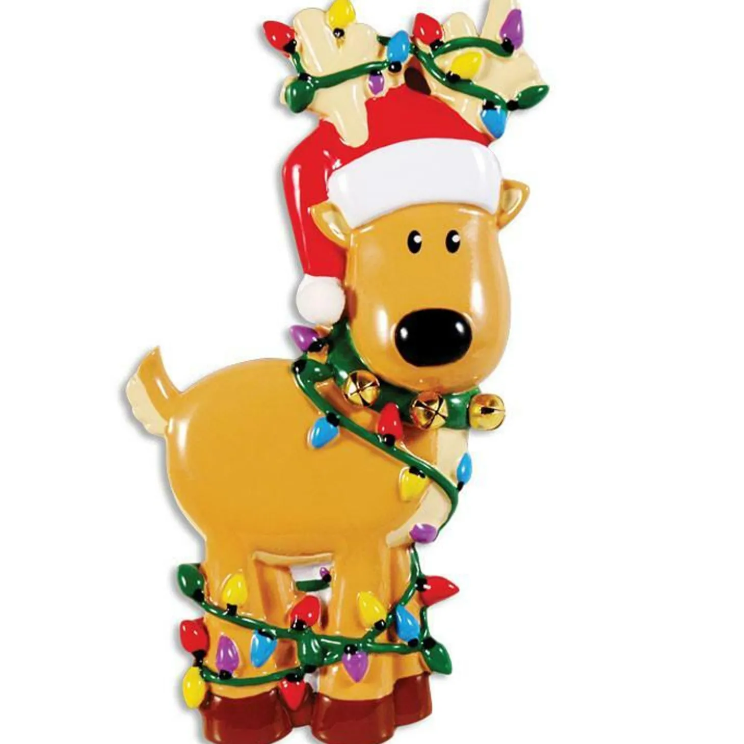Reindeer Tangled In Lights Personalized Christmas Ornament OR1370