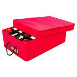 Santa's Bags Red 2 Tray Lid Top Christmas Ornament Storage SB-10453-RED
