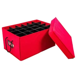 Santa's Bags Red 3 Tray Ornament Storage Drawer With Lid SB-10452-RED