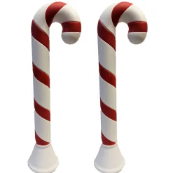 Set Of 2 40" Candy Cane Blow Mold Outdoor Christmas Decoration 77440