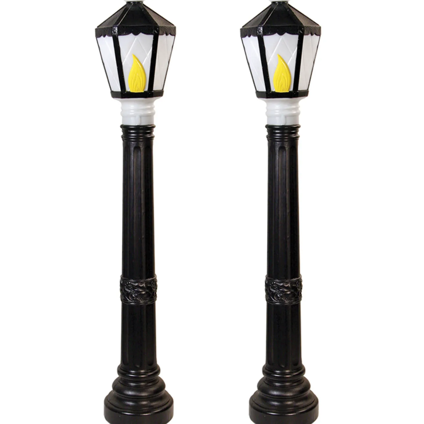 Set Of 2 Black Lamp Post Lighted Christmas Blow Molds C5051