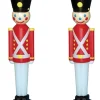 Set Of 2 Toy Soldier With Black Hat Plastic Blow Mold Decorations