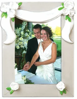 Silver And White Wedding Picture Frame Personalized Christmas Ornament PF958