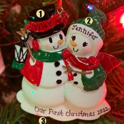 Snowman Family Of 2 Personalized Christmas Ornament OR2255-2