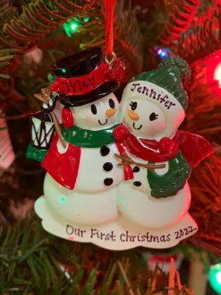 Snowman Family Of 2 Personalized Christmas Ornament OR2255-2