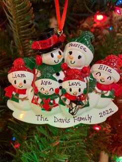 Snowman Family Of 6 Personalized Christmas Ornament OR2255-6