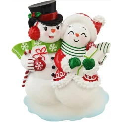 Snowmen Couple Personalized Christmas Ornament OR2390