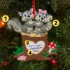 Squirrel Couple On Tree Trunk With Heart Personalized Christmas Ornament OR1890-SQ