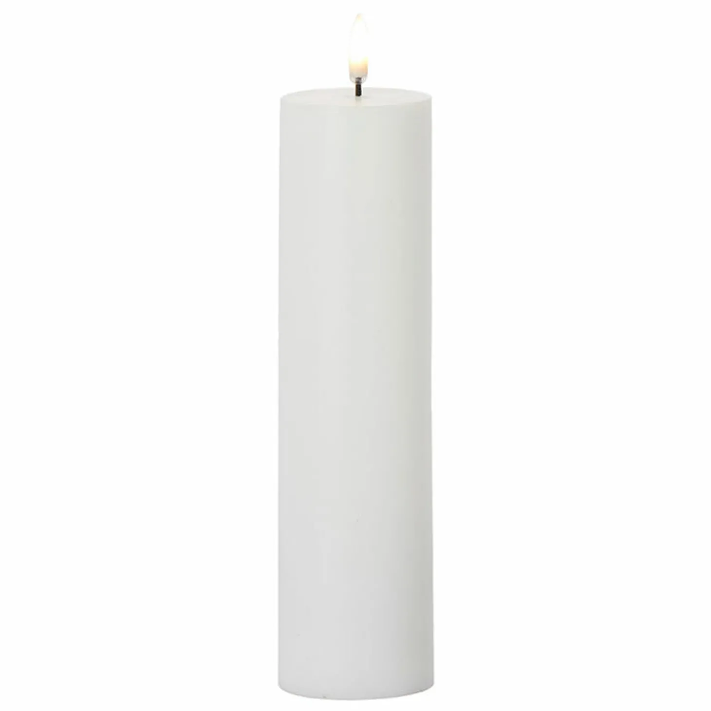 Uyuni 9.75" Flat Top Moving Flame White Unscented Pillar Battery Candle 4034508