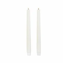 Uyuni 11" Moving Flame Ivory Unscented Taper Candle Set Of 2 4034513