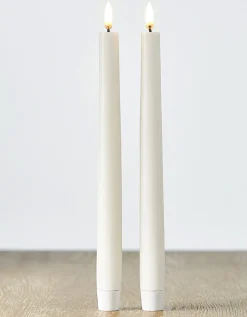 Uyuni 11" Moving Flame White Unscented Taper Candle Set Of 2 4034512