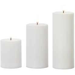 Uyuni 3" X 5", 7" Or 9" Flat Top Moving Flame White Unscented Pillar Battery Candle