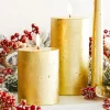 Uyuni 3" X 5" Or 7" Gold Texture Flat Top Flicker Flame Pillar Candle