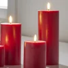 Uyuni 3" X 5" Or 7" Or 9" Flat Top Moving Flame Red Unscented Pillar Battery Candle