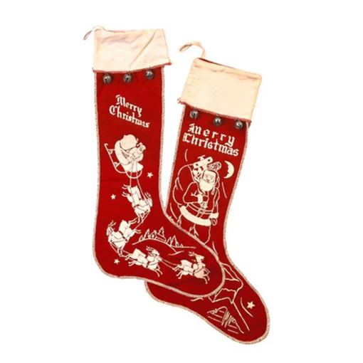 Vintage Inspired Large Felt Christmas Stockings Set Of 2 2269