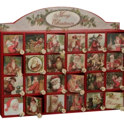 Vintage Inspired Merry Santas Wooden Advent Calendar 45207