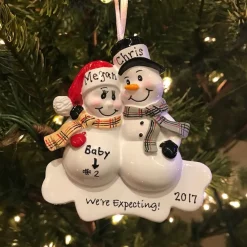 We're Expecting! Snowmen Personalized Christmas Ornament