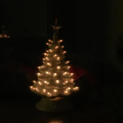 White Ceramic Lighted Christmas Tree 12"